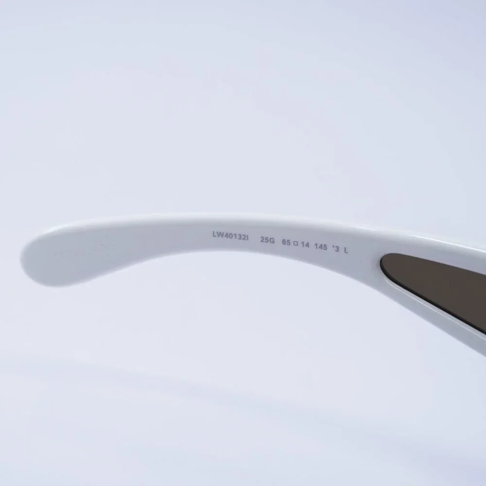 Loewe LW40132I 25G Sunglasses Shiny Ivory White Aviator Frame, Brown Lenses